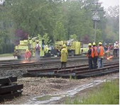Picture of railroad workers laying tracks.